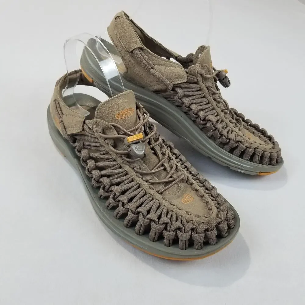 Keen UNEEK Sandals Mens Size 9.5 Brown Olive Woven Cord Water Hiking 1019475